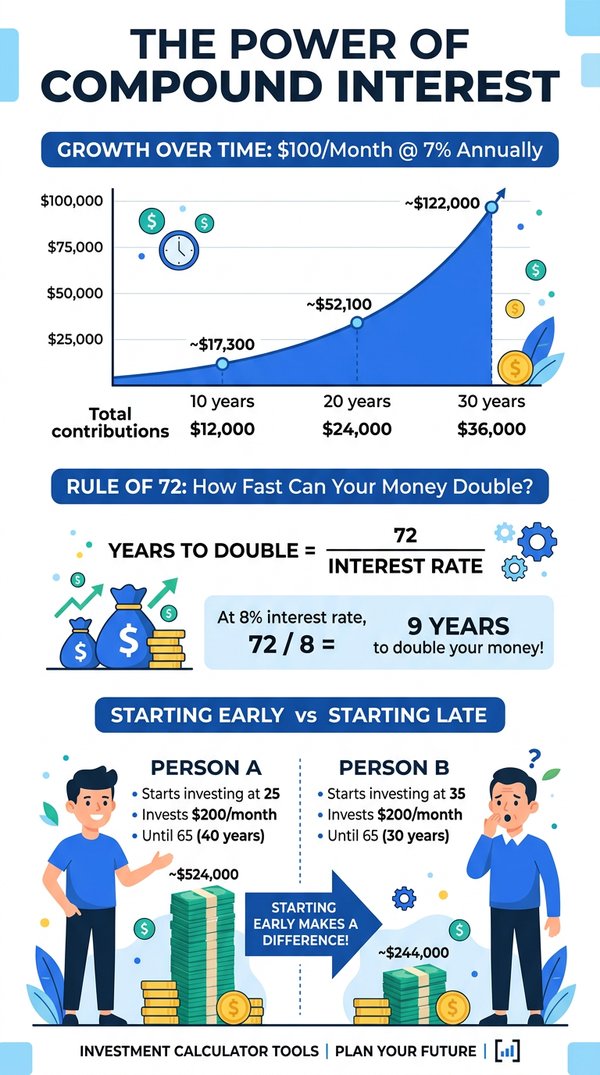 The power of compound interest over time - investment growth chart