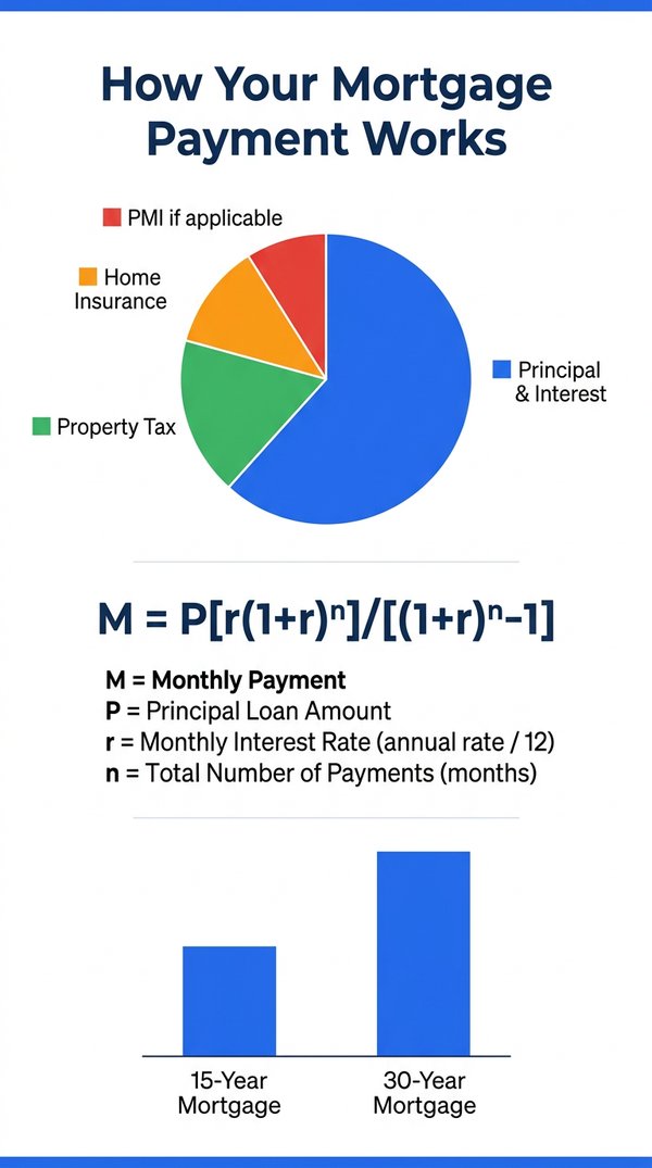 How your mortgage payment is broken down into principal, interest, tax, and insurance